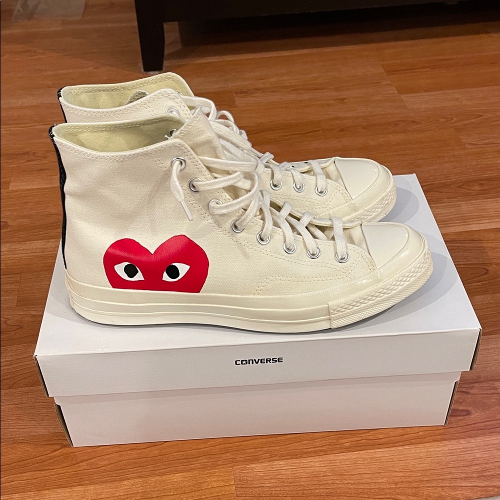 Converse Play Cream High-Tops with Heart Logo